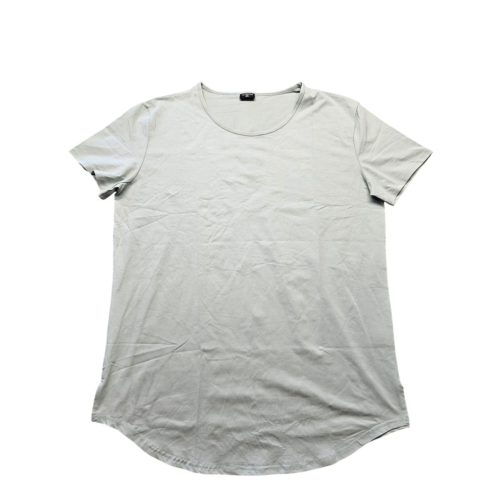 Letaotao Sage Green Curved Hem T-Shirt Mens 3XL Short‎ Sleeve Cotton Blend Tee